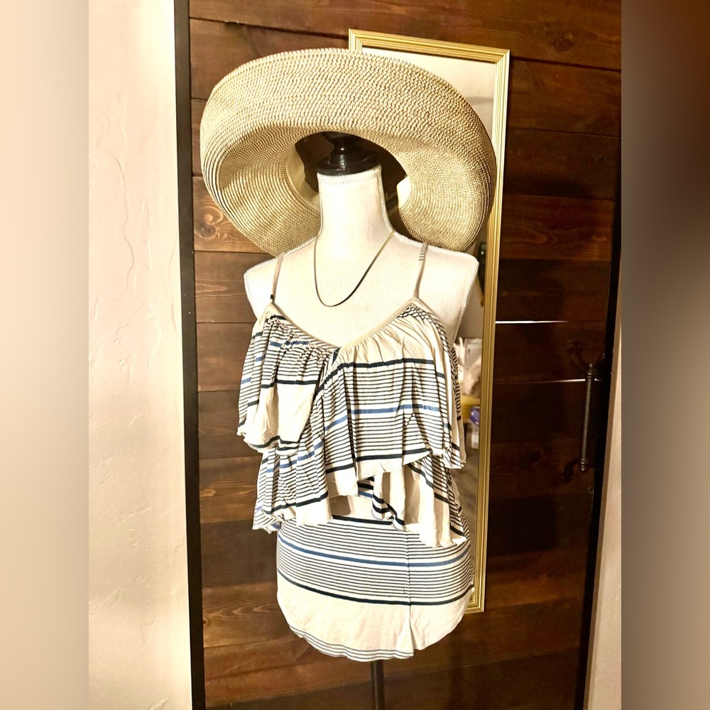 Chaser Striped Ruffle Top nwt - Picture 2 of 5